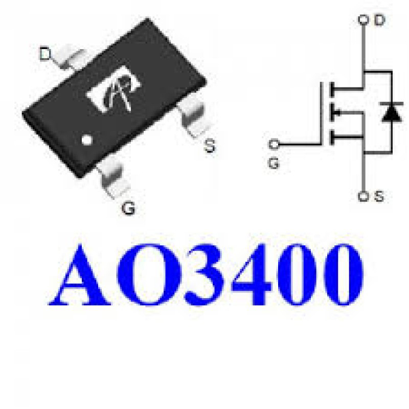 AO3400 Транзистор, MOSFET N-канальний, 30 В 5.8 А 0.9 Вт, SOT-23