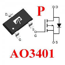 AO3401 Транзистор, MOSFET P-канальний, -30В -4.0А 1.4Вт, SOT-23