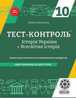 10 клас Тест-контроль Історія України + Всесвітня історія Аксьонова Н.В. Весна, фото 1