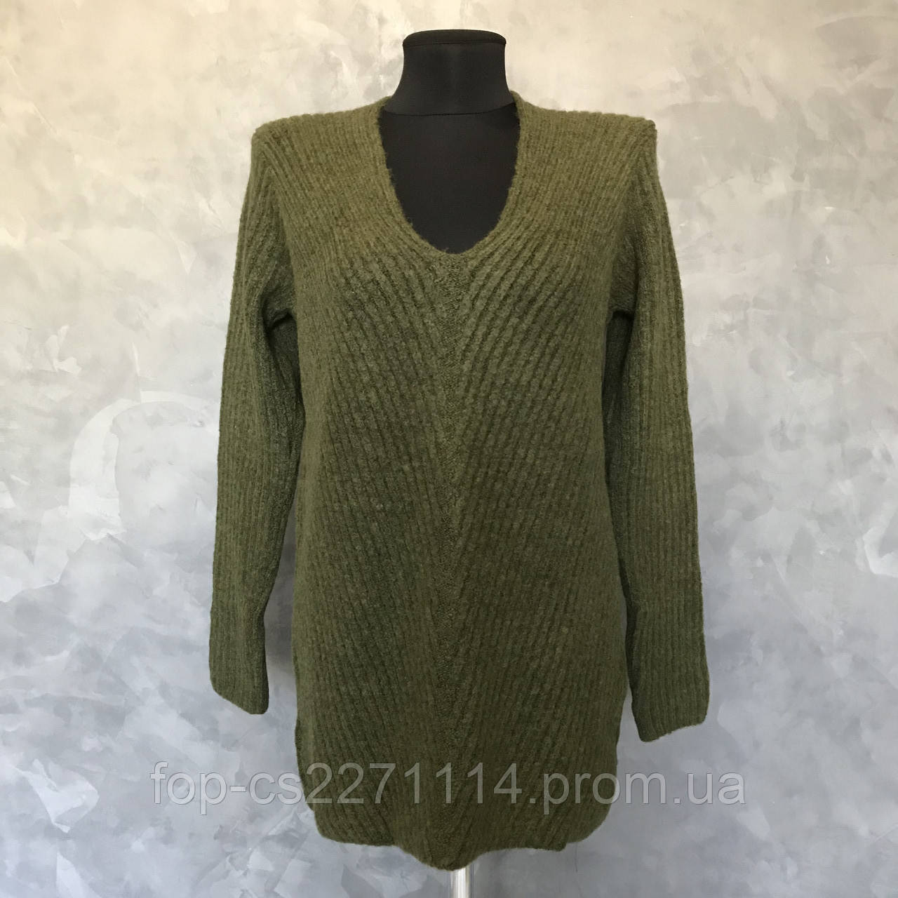 Жіночий светр 1/1. Розмір S, M, L. Зелений, Білий