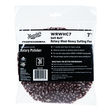 Поліровальне коло вовняної з мікрофіброю - Meguiar`s Rotary Wool Heavy Cutting Pad 178 мм. (WRWHC7), фото 1