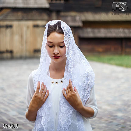 Весільний шарф з перлами Квіточки, фото 2