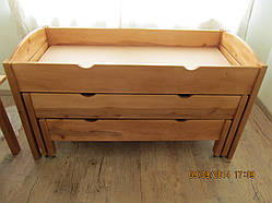 Ліжко дитяче 3-ярусне розсувне дерев'яне з радіусними спинками (1616*658*995)