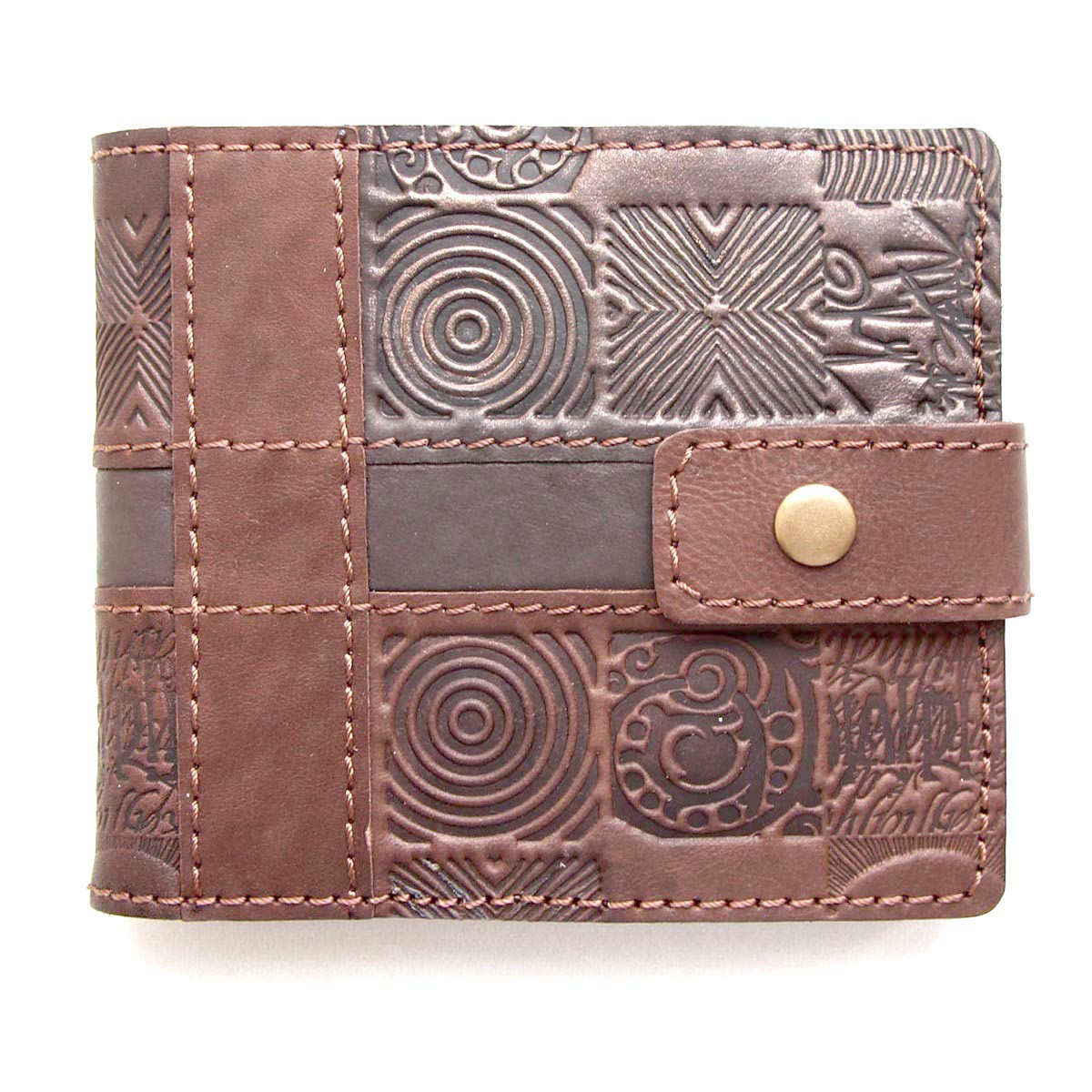 Гаманець на кнопці з кишенею для монет "Відбиток" з натуральної шкіри з художнім тисненням, фото 1