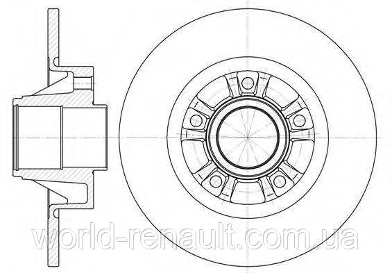 Задній гальмівний диск без підшипника на Рено Трафік II 01г ->/ REMSA 6733.00