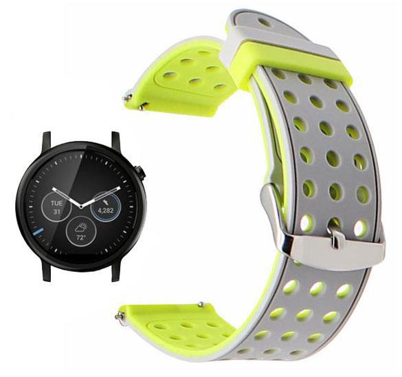 Подвійний ремінець з перфорацією для годинника Motorola Moto 360 2nd gen (42 mm) - Grey&Yellow, фото 1