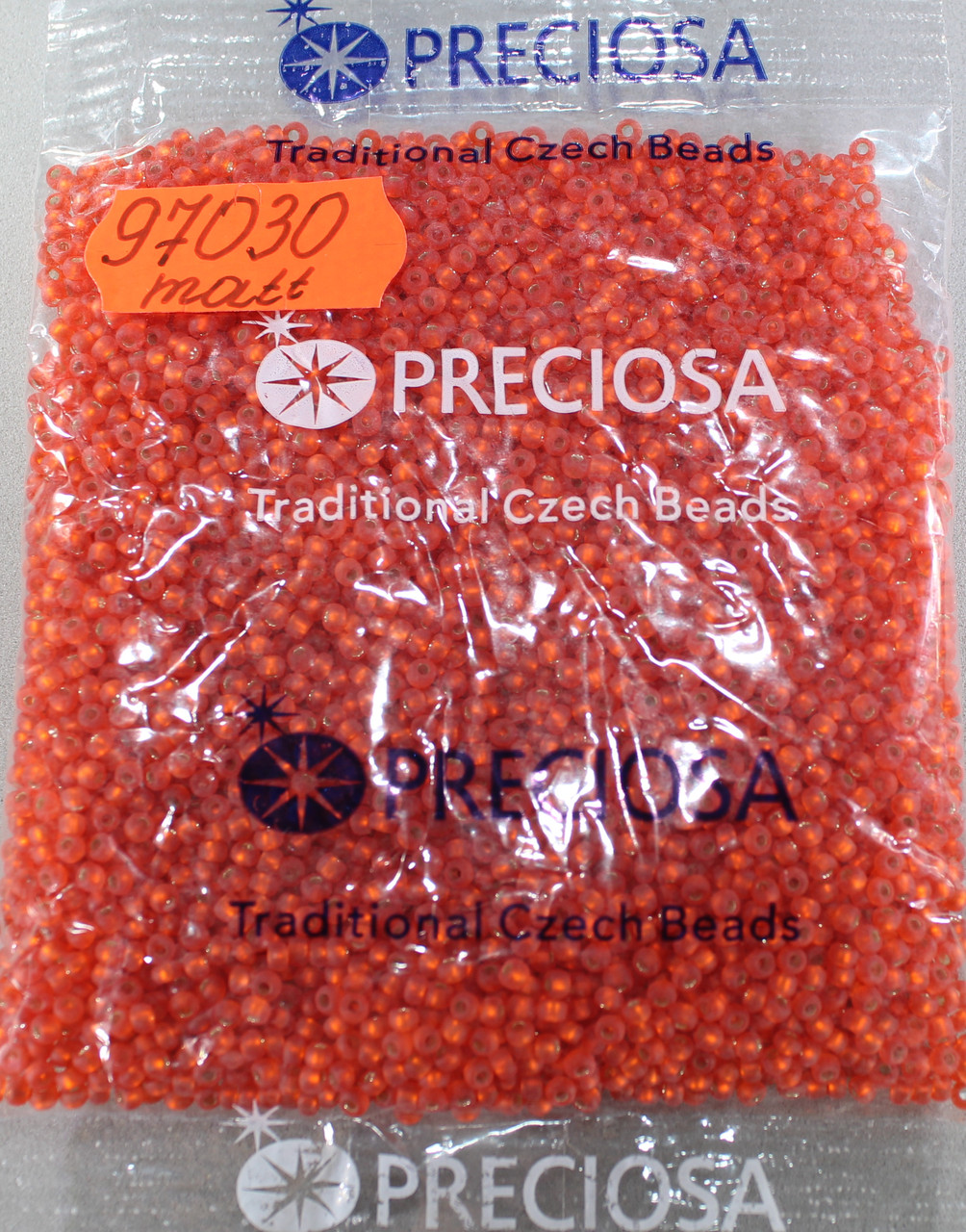 Бісер 10/0, No97030 помаранчевий матовий з блискучою серединкою (пач.50 грамів), фото 1