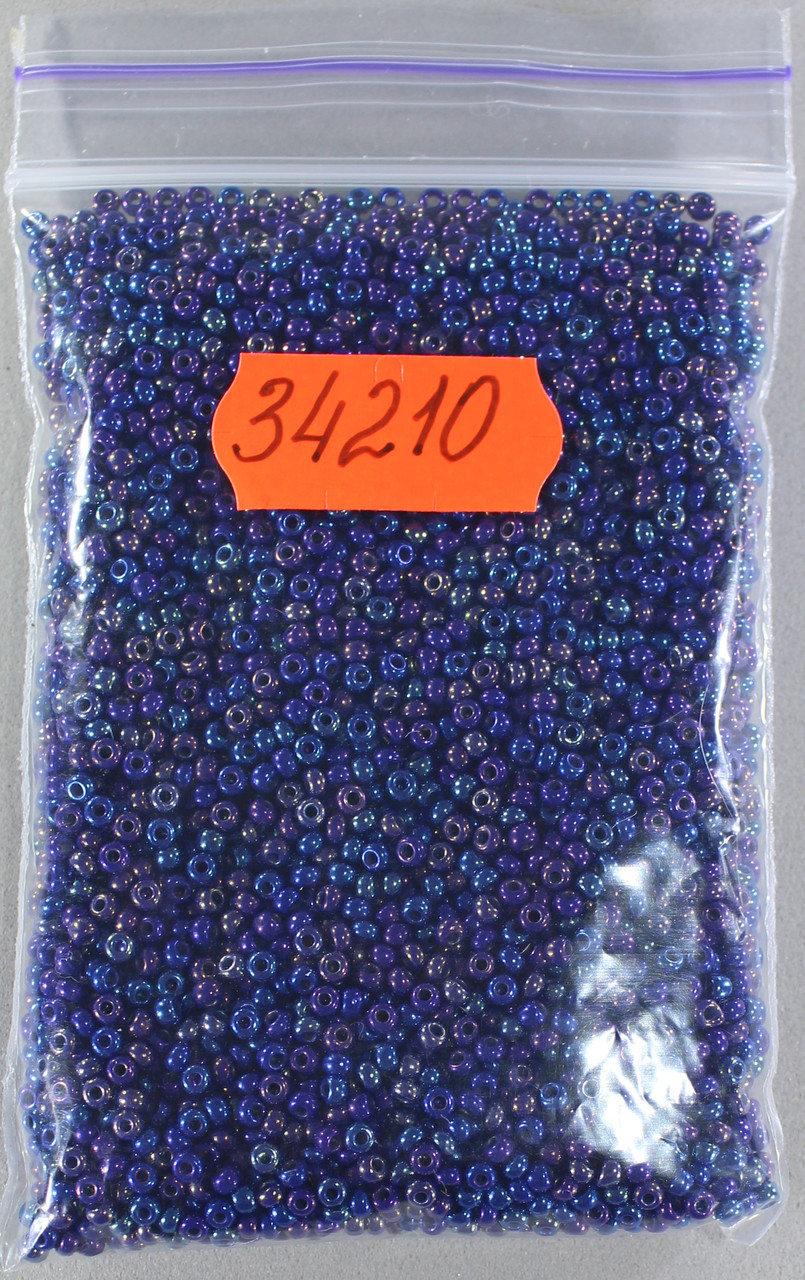 Бісер 10/0, No34210 синій райдужний з переливом (пач.50 грамів), фото 1