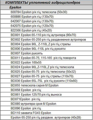 Ремкомплекти до гідроциліндрів Epsilon, фото 2