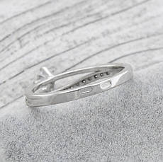 Срібне кільце подвійне з камінчиком, фото 4