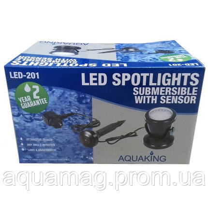 AquaKing LED-201 підсвітка, світильник для ставка, фонтана, водоспаду, водойми, каскаду, озера, саду, фото 2