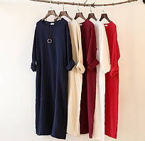 Широке вільне плаття, плаття Casual, плаття бочечка зі щільного льону. Колір і розмір будь-який!