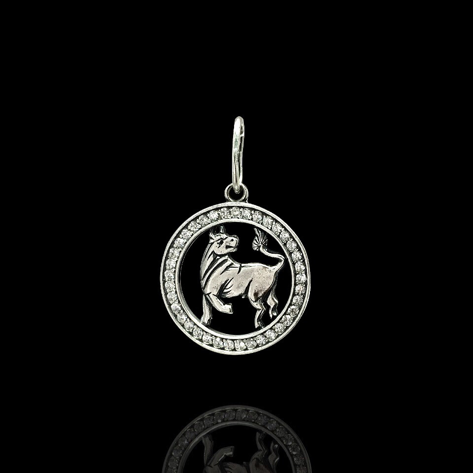 Срібна підвіска, знак зодіаку, Телец