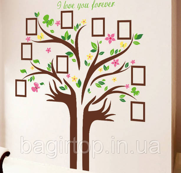 Интерьерная виниловая наклейка Семейное дерево с руками ( размер 172х145см) - фото 2 - id-p766113237