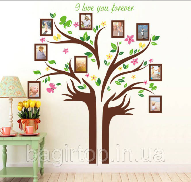 Интерьерная виниловая наклейка Семейное дерево с руками ( размер 172х145см) - фото 4 - id-p766113237