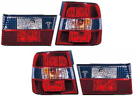 Ліхтарі задні для BMW 5 E34 седан '88-97 комплект (DEPO) зовнішні та внутрішні, біло-червоні
