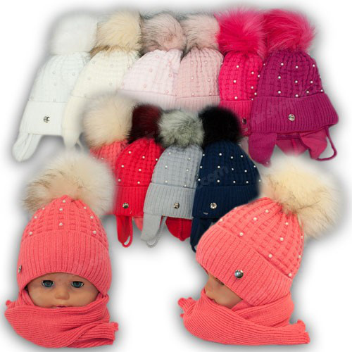 ОПТ Шапка та шарф для дівчинки, р. 44-46 (5 шт./набір), фото 1