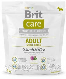 Корм Brit Care Adult Small Breed Lamb&Rice ягня та рис для дорослих собак дрібних порід, 1кг