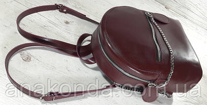 112-XL Натуральна шкіра РОЗМІР XL Міський рюкзак Шкіряний рюкзак бордовий Рюкзак жіночий марсала шкіряний, фото 4
