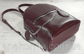 112-XL Натуральна шкіра РОЗМІР XL Міський рюкзак Шкіряний рюкзак бордовий Рюкзак жіночий марсала шкіряний, фото 5