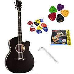 Гітара акустична Trembita Leotone L-01 BK (струна, скарбничка, медіатор)