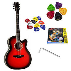 Гітара акустична Trembita Leotone L-01 RD (струна, скарбничка, медіатор)