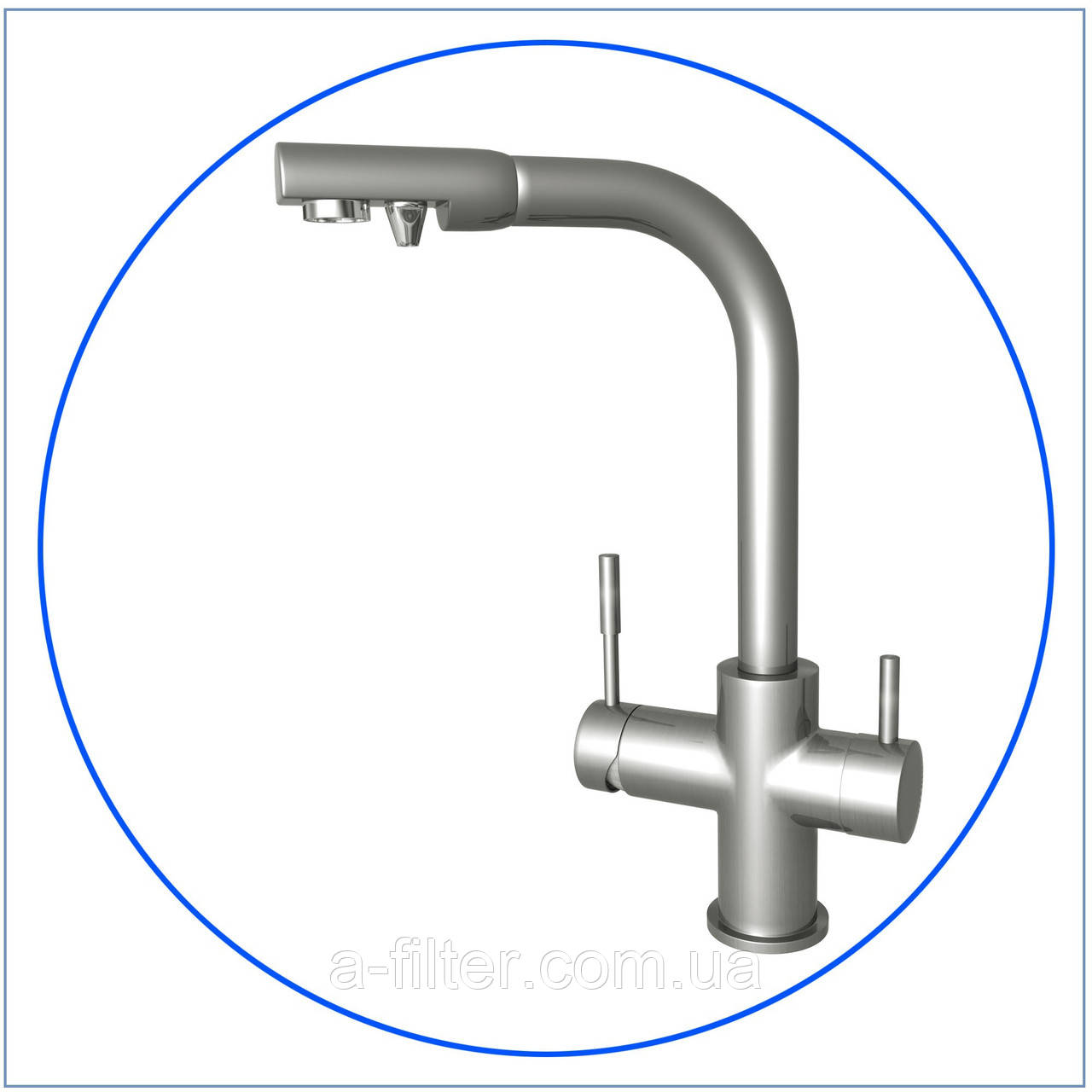 Трипозиційний комбінований кухонний змішувач для холодної, гарячої та фільтрованої води, матовий колір., фото 1