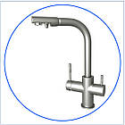 Трипозиційний комбінований кухонний змішувач для холодної, гарячої та фільтрованої води, матовий колір.