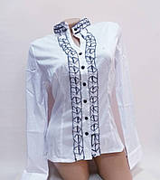 Блуза белая с рюшей XXL