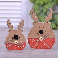 Фігурка Олень у горошок дерево малий Новорічний декор.