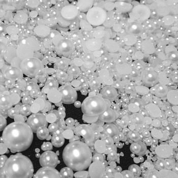 Напівперли акриловий білий мікс розмірів від 2-8 мм Пакування 3 г.