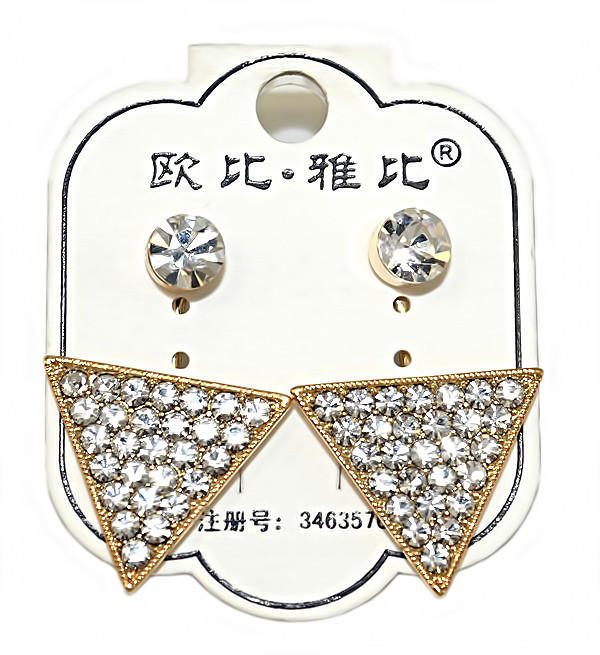 Сережки гвоздики. Камені: білий циркон. Колір оправи: позолота. Висота сережки: 3 см. Ширина: 2 см.