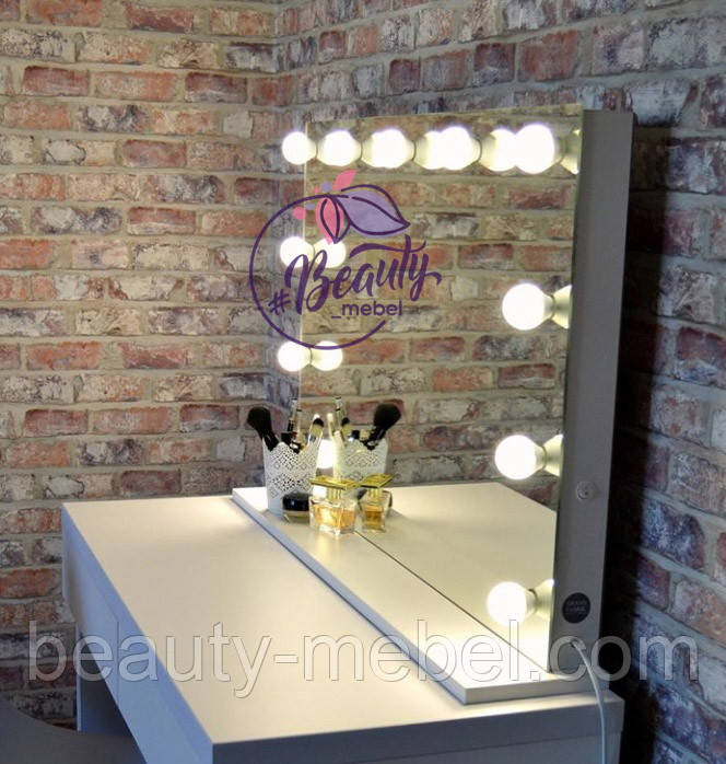 Велике настільне дзеркало на надставці і з підсвічуванням, фото 1