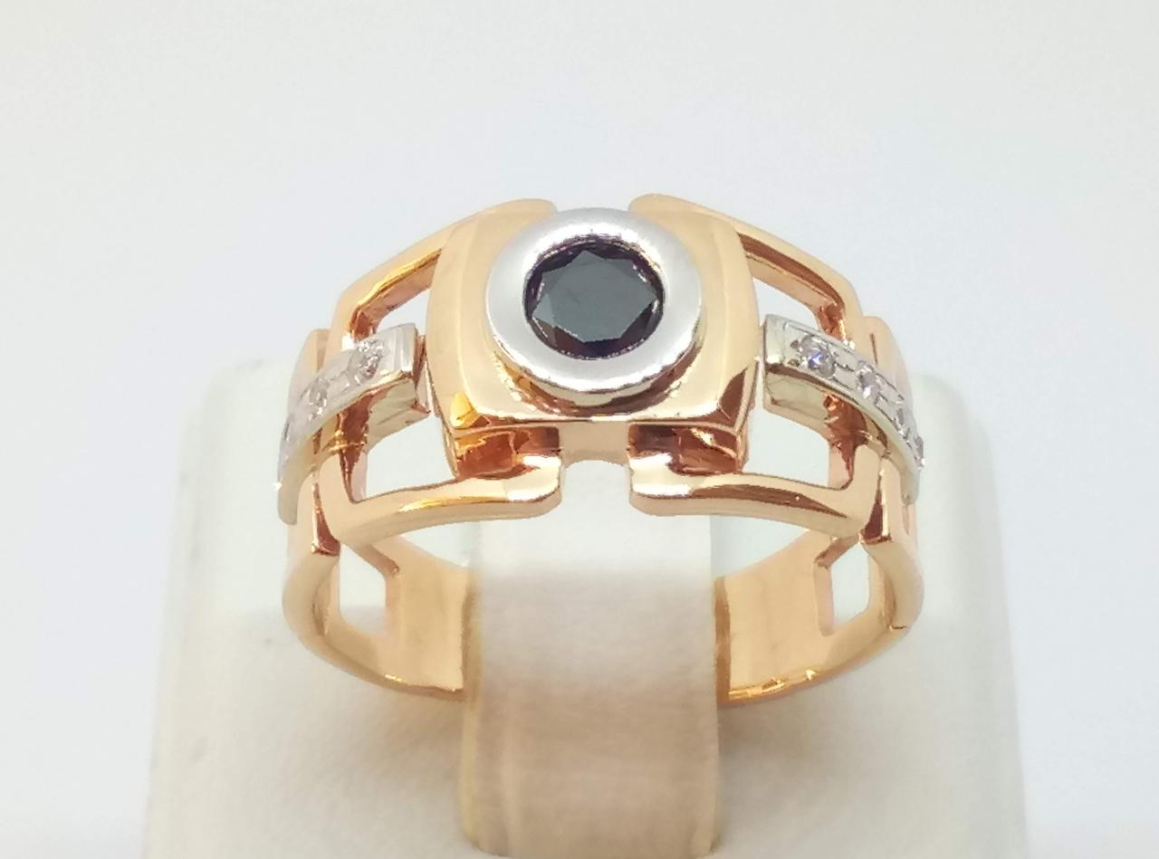 Золоте кільце для чоловіка з фіанітами. с20, фото 1