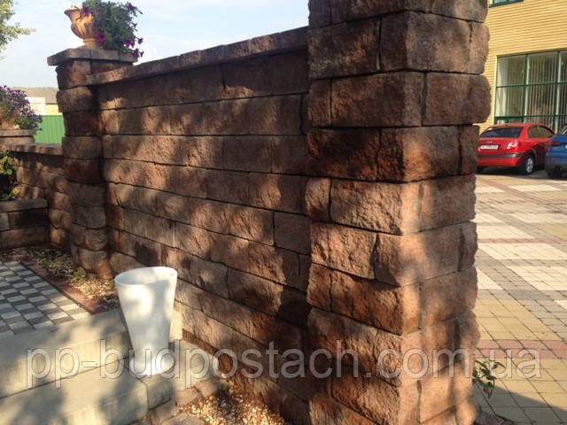 Забор Колотый камень золотой мандарин Забор Колотый камень золотой мандарин