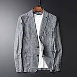 Стильний чоловічий піджак натуральний льон, ущільнений, колір на вибір, осінь-весна, фото 2