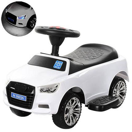 Толокар Audi Bambi (3503А-1) Білий, батьківська ручка, фото 3