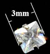 Лабрет, пирсинг с цирконом, биопласт длинна штанги 8 мм, форма камня на выбор квадрат 3 мм