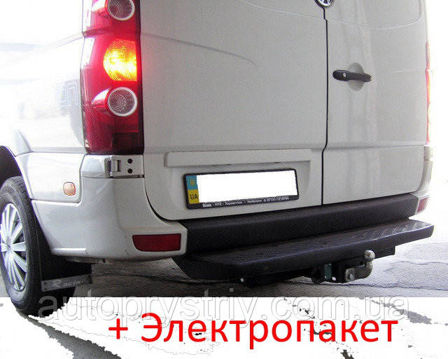 Фаркоп - Volkswagen Crafter Мікроавтобус (2006--) L=3660/4370, бампер із підніжкою, з'ємний литий на пластині