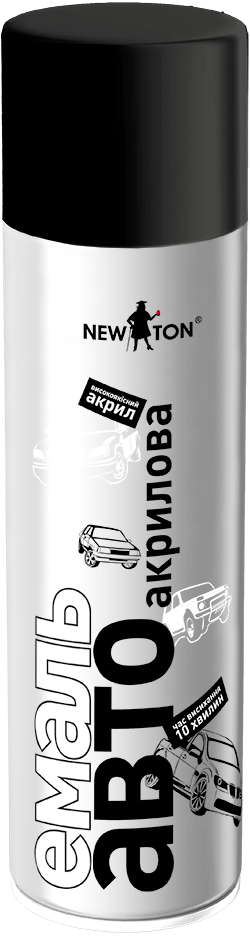 Эмаль авто акриловая Черная глянцевая New Ton 500 мл аэрозоль