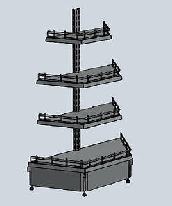 Стелаж новий торцевий трапецієподібний торговий у магазин із полицями ВІКО