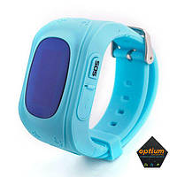 Детские часы-телефон Q50 с GPS, SOS, просушка, будильник, шагомер, GPS+LBS+Wi-Fi. Голубые голубі