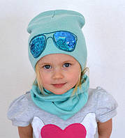 Демісезонна дитяча шапка для дівчинки Очки з паєтками