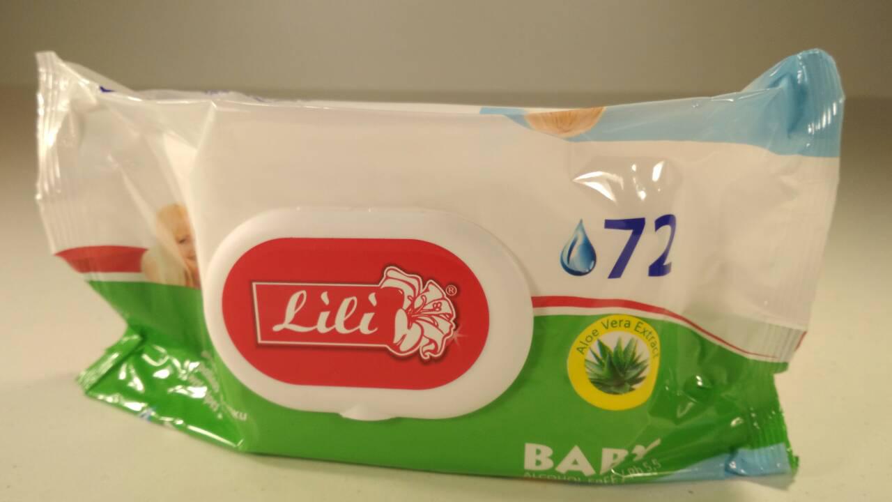 Влажная салфетка в индивидуальной упаковке Lili с клапаном "Алоэ", 72 шт\пач - фото 1 - id-p510511115