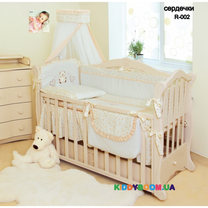 Постільний комплект Twins Romantik (8ел.) Сердечка, бежевий R-002
