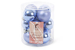 Набір ялинкових кульок місячний синій, 4см, 12 шт