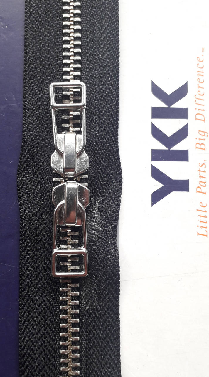 

Молния YKK №5 RMNМ (никель) двухбегунковая рулонная металлическая, Черный