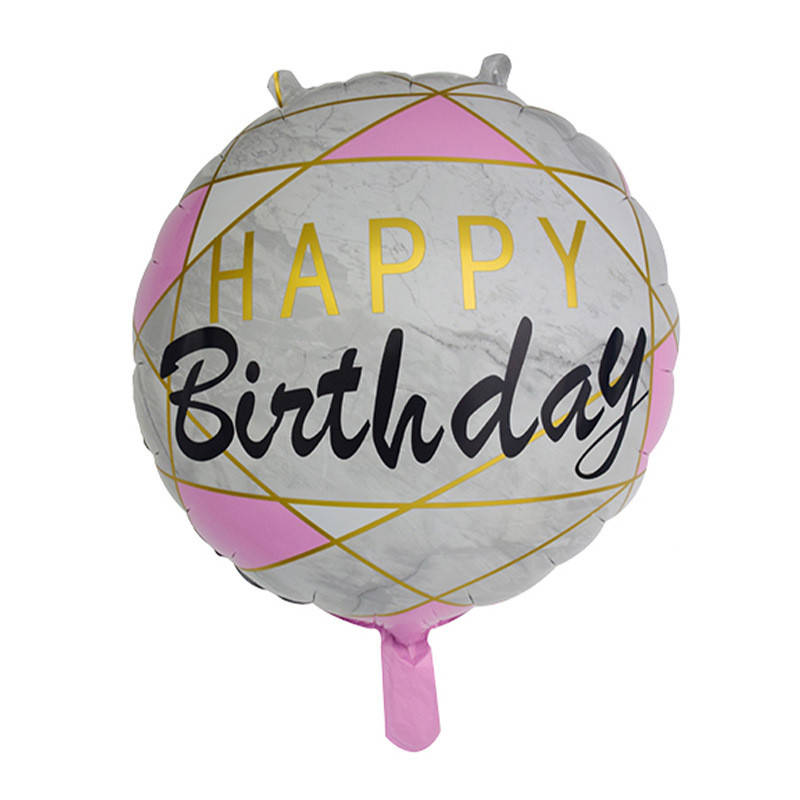 

Шар фольгированный Happy Birthday розовый мрамор (Китай)