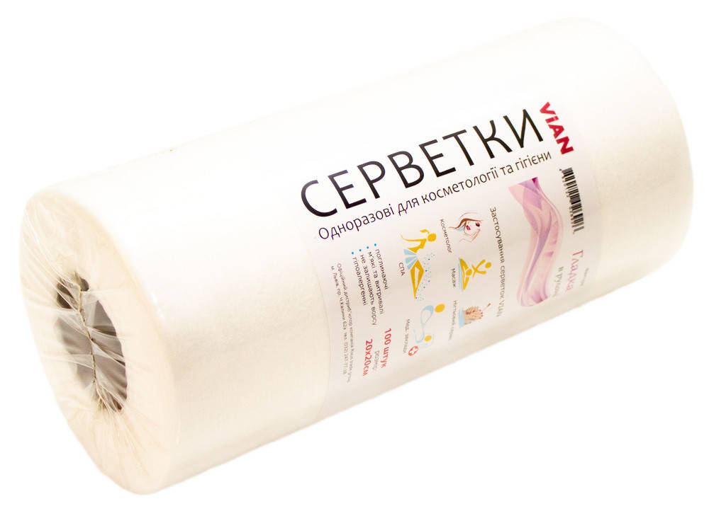 

Салфетки в рулоне Vian гладкие 20 х 20 100 шт