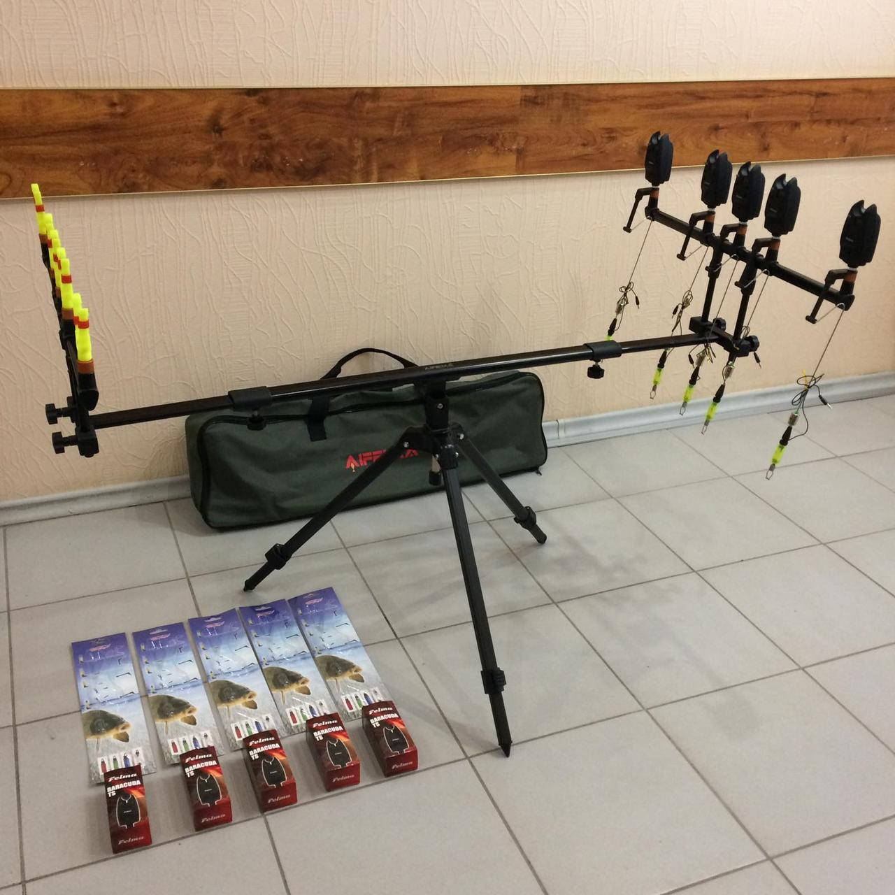 

Род под в наборе на 3-5 удилищ Feima 903 +5 сигнализаторов + 5свингеров + подарок